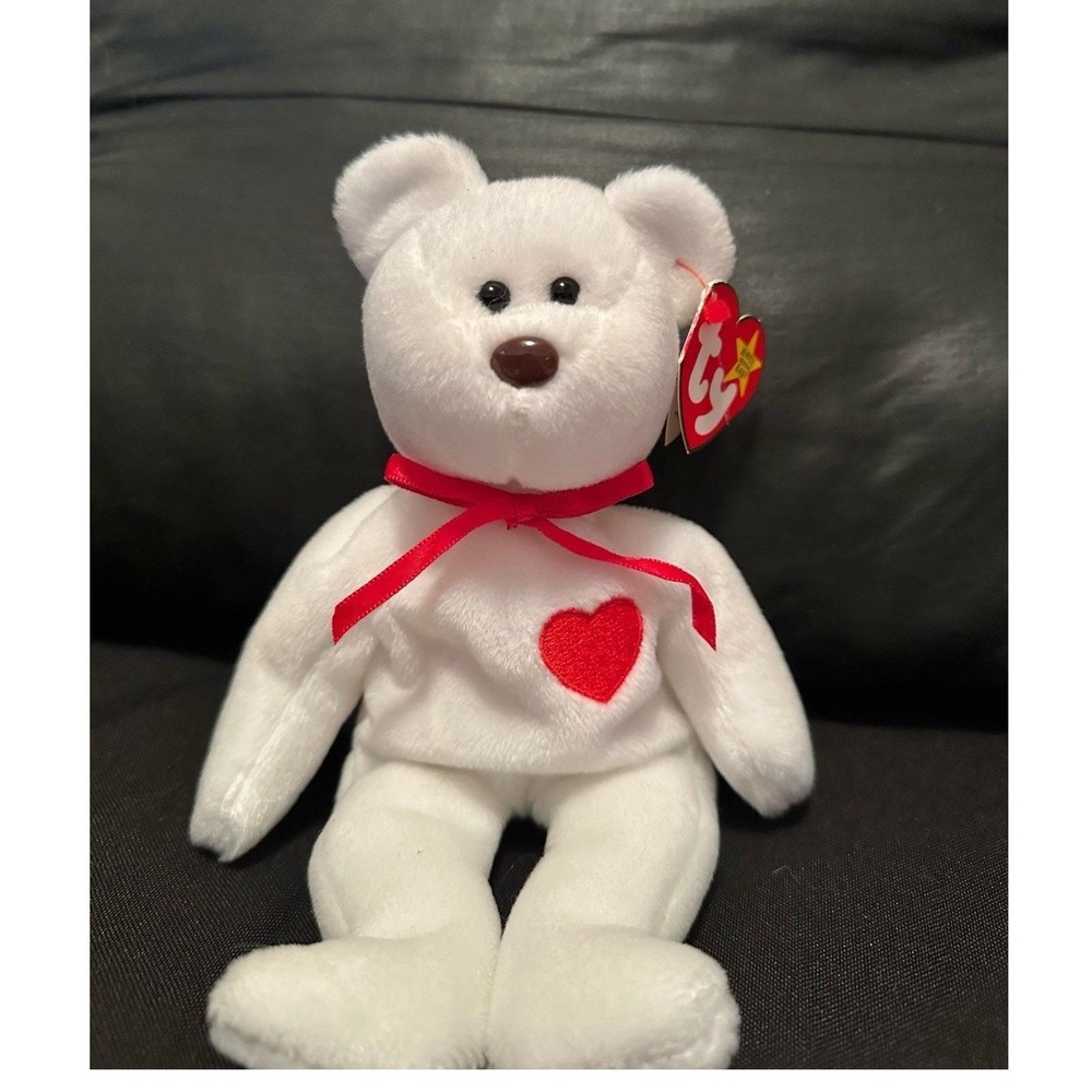 RARE 1993/1994 VALENTINO TY Beanie Baby Bear‎ with Tag Errors & PVC Pellets